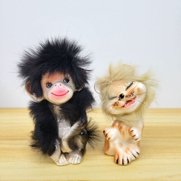Other - Vintage Bradley Exclusives Japan Anthropomorphic Monkey & Lion Furry Figurines